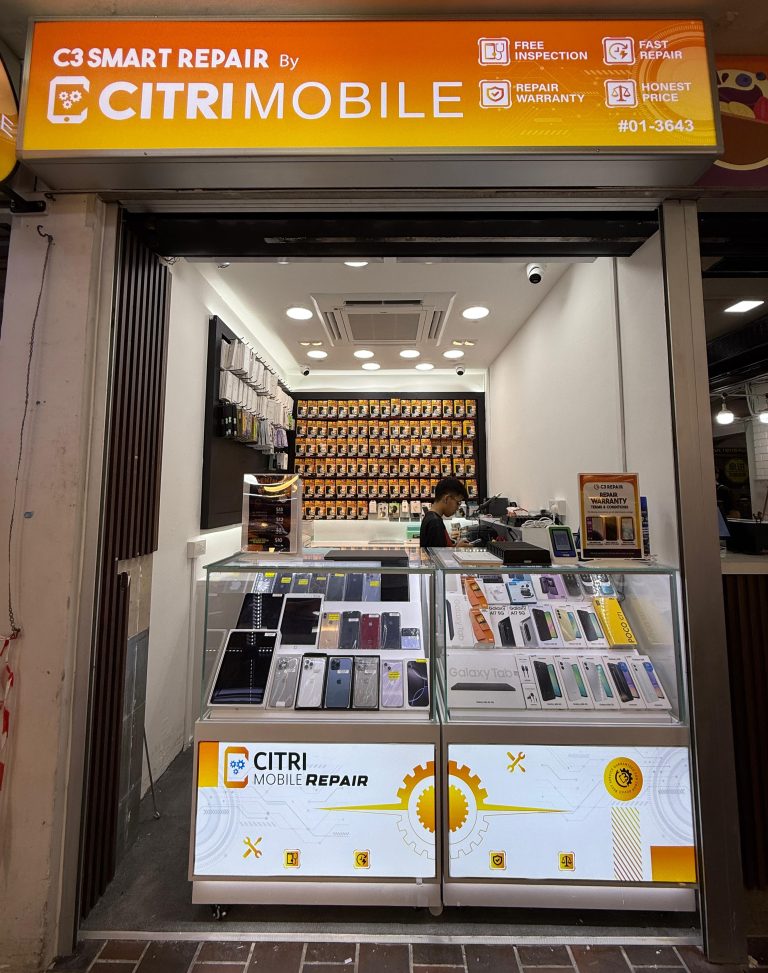 Citri Mobile storefront with display cases of phones and accessories